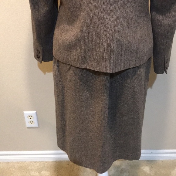 Worthington Brown Tweed Wool Blend Skirt Suit Pleated Hem Side Zip Lined-12 - Picture 6 of 16